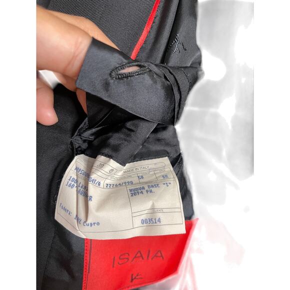 Isaia Napoli Aquaspider 160's 100% Wool Jacket Sport Coat Black Mens 58R - Picture 11 of 13